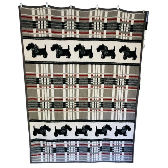 Cannon Ibena Scottie Blanket 57"x 78" Black White Gray Scottish Terrier Highland - Picture 1 of 4